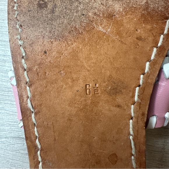 Palm Beach Sandals Women’s Thong Sandals in Pink & White Leather Size 6.5 - Picture 2 of 9